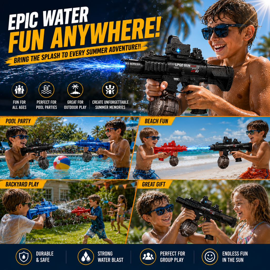 M416 Electric Water Gun Toy with LED Lights & Rechargeable Battery